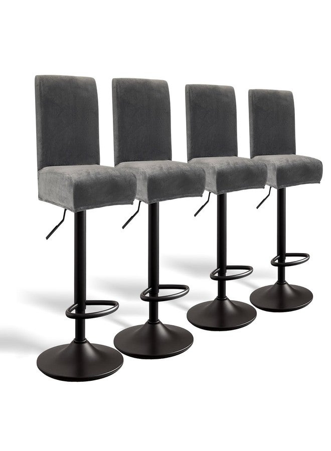 أغطية كراسي بار مخملية من WUSOUPU، أغطية كراسي بار ناعمة قابلة للتمدد مع مساند ظهر، قابلة للغسل والإزالة، مجموعة من 4 أغطية، أغطية كراسي بار قابلة للإزالة للمقاهي والحانات وغرف الطعام (مخمل رمادي داكن) - Image 1